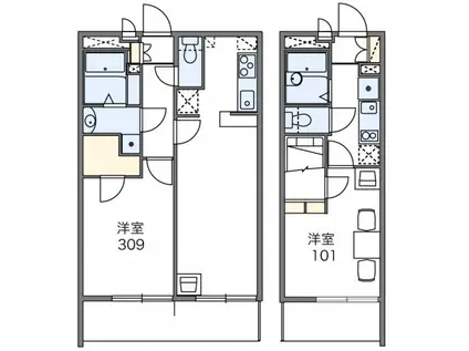 レオパレスフィデリオ(1K/2階)の間取り写真