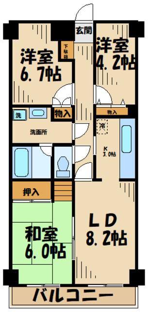 ニューリバーコート(3LDK/5階)の間取り写真
