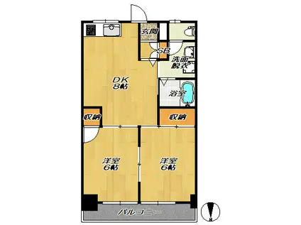 メゾン・OHS(2DK/5階)の間取り写真