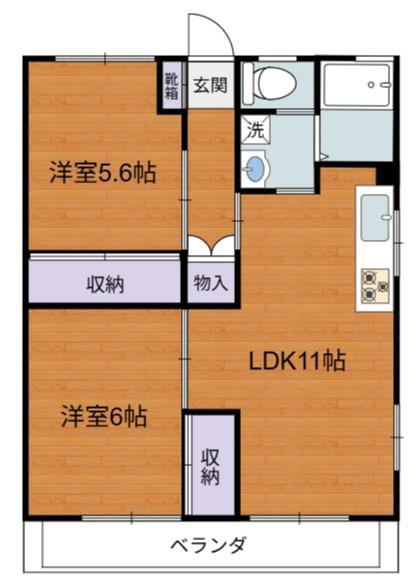第3小野ビル(2LDK/2階)の間取り写真