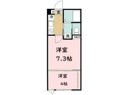 ジャスティス(2K/2階)の間取り写真