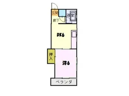 喜多マンション(1DK/2階)の間取り写真