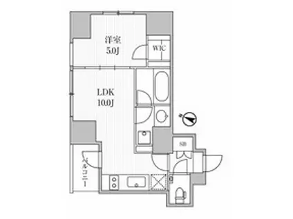 ディームス大手町ノース(1LDK/10階)の間取り写真