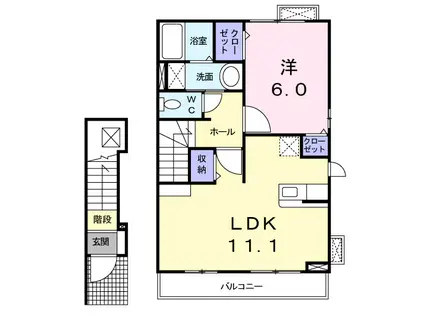 クレサンテモ(1LDK/2階)の間取り写真