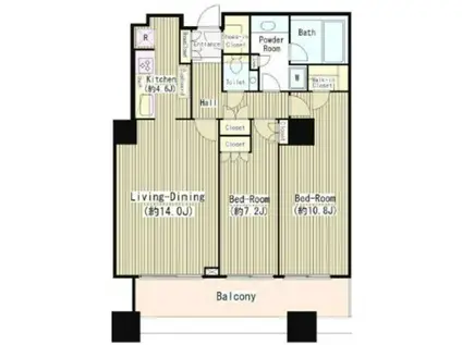 白金タワー・タワー棟(2LDK/37階)の間取り写真