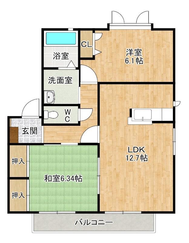 エティンセラー21 C棟(2LDK/1階)の間取り写真