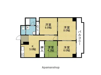 メガロコープ平野1号館(4K/10階)の間取り写真