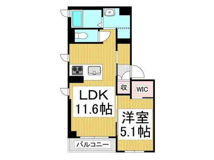 クレスティーク(1LDK/3階)の間取り写真