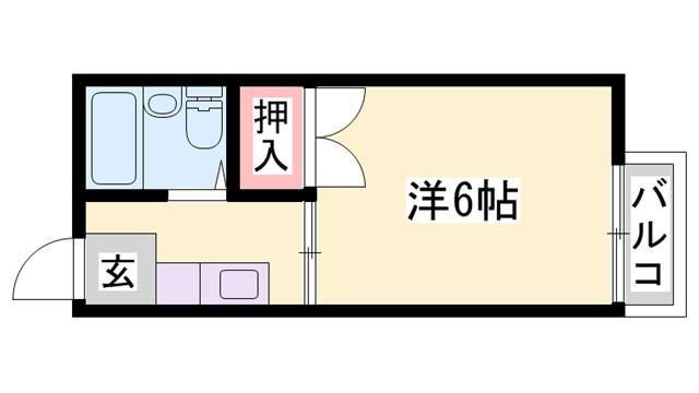 若宮ハイツ(1K/2階)の間取り写真