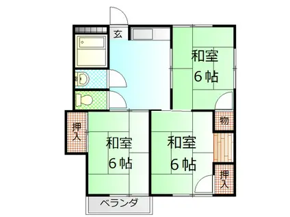 セリジュイン石原坂(3K/2階)の間取り写真