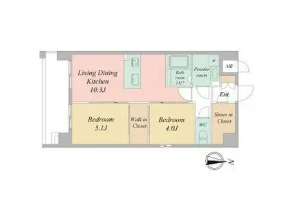 LIVECASA千本今出川(2LDK/4階)の間取り写真