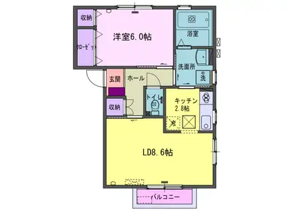 ボーラス北鬼柳A(1LDK/2階)の間取り写真