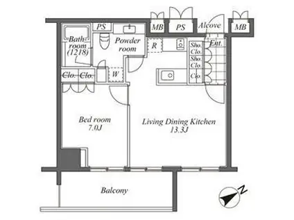 オーパスレジデンス恵比寿(1LDK/3階)の間取り写真