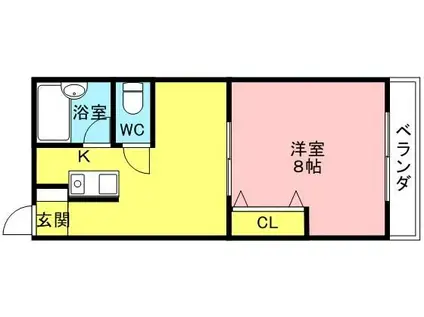 ブルーハイツ塩屋(1K/2階)の間取り写真