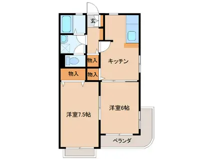 ルナ・シェ・モア(2DK/2階)の間取り写真