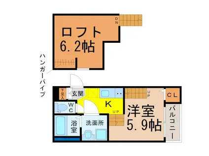 アルバーノ道徳北町(1K/1階)の間取り写真