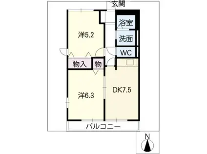 サニーコートレトア(2DK/2階)の間取り写真