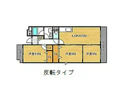 メルベーユ(3DK/4階)の間取り写真