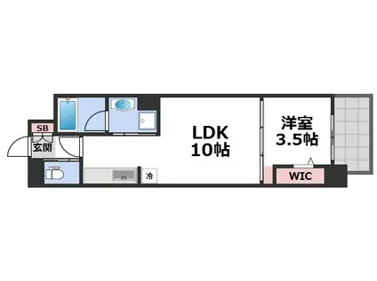 アーバネックス心斎橋II(1LDK/8階)の間取り写真