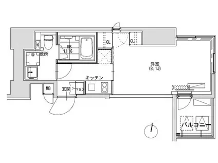 グランディオール広尾テラス(1K/12階)の間取り写真