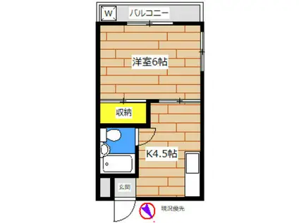 イーストハウスI(1K/1階)の間取り写真