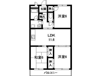 サンライズ558(3LDK/1階)の間取り写真