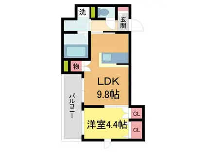 LA VITA西宮北口(1LDK/2階)の間取り写真