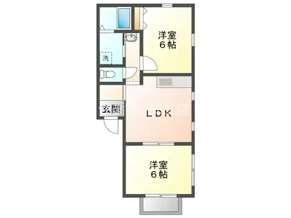 ドーム城阿原(2LDK/2階)の間取り写真