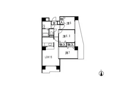 ベルドミール壱番館(3LDK/6階)の間取り写真