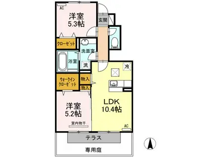 ヴィラ・マリアン(2LDK/1階)の間取り写真