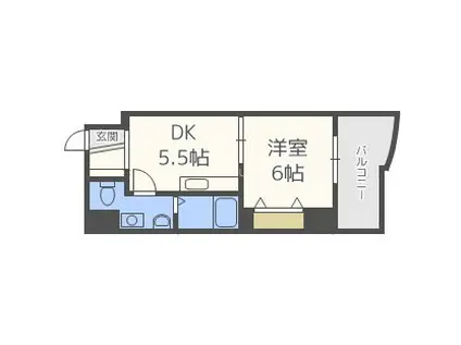 メゾン・デ・ノムラ東心斎橋(1DK/4階)の間取り写真