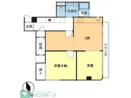 北松戸マンション(2LDK/4階)の間取り写真