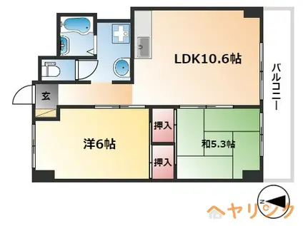 森産ビル(2LDK/4階)の間取り写真