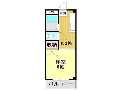 ユーマンション(1K/2階)の間取り写真