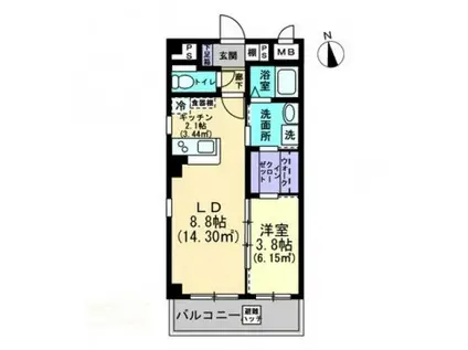 アパートメントS V(1LDK/2階)の間取り写真