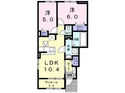 フェニックス ヴィラIII(2LDK/1階)の間取り写真