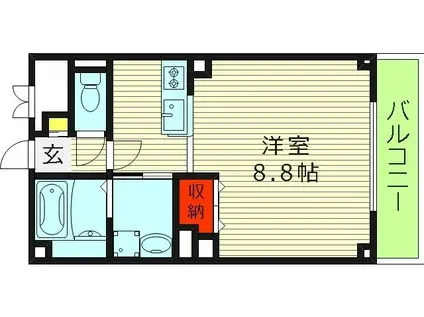 キルシュバオム(1K/3階)の間取り写真