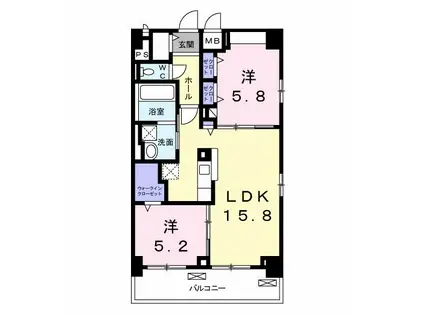 リヴェール武蔵砂川(2LDK/6階)の間取り写真