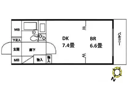 白金アネックス(1DK/2階)の間取り写真