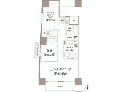 イストワール(1SLDK/8階)の間取り写真