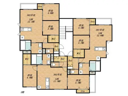 大野城市白木原計画(2LDK/3階)の間取り写真