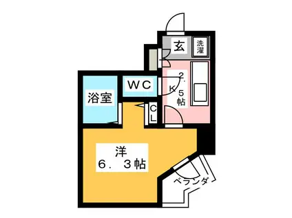 サンシティ月島アヴァンツァーレ(1K/6階)の間取り写真