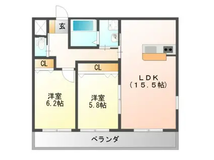 セイワコートプレミアム(2LDK/1階)の間取り写真
