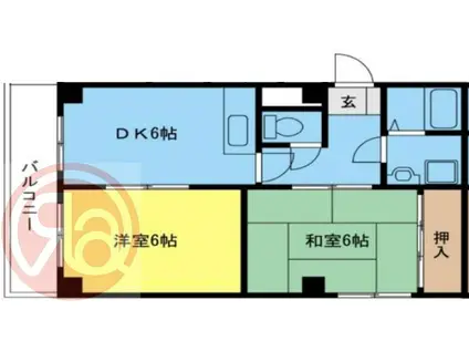 ラビアンローズ(2DK/3階)の間取り写真