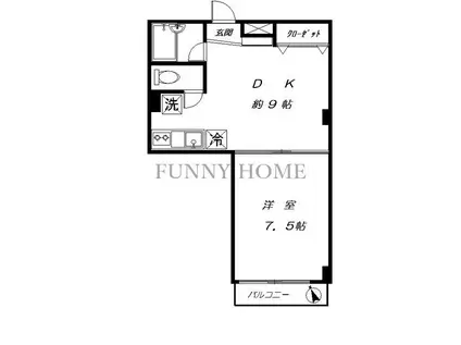 シャトー梅ヶ丘(1DK/4階)の間取り写真