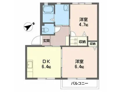 ラ・パルテール原尾島(2DK/2階)の間取り写真