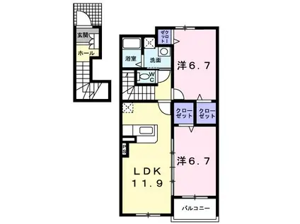 KSハウス A(2LDK/2階)の間取り写真