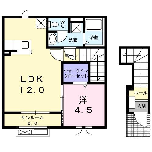 メゾン サンリット(1LDK/2階)の間取り写真