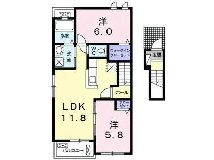 ネオエステルナB(2LDK/2階)の間取り写真