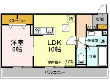 ティアラII(1LDK/1階)の間取り写真